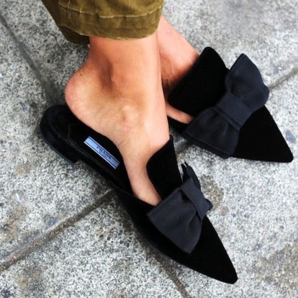 Prada Velvet Bow Mules